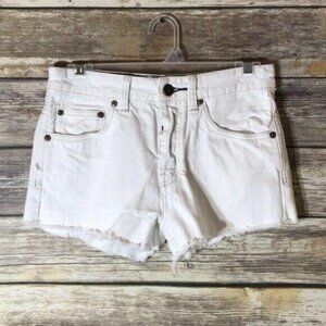 Free People Jean Shorts Button Fly‎ 24 White Frayed